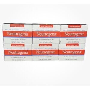 Lot Of 6 Neutrogena Transparent Facial Cleansing Bar For Acne-Prone Skin - 3.5oz